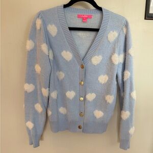 Lilly Pulitzer Light Blue Heart Cardigan
